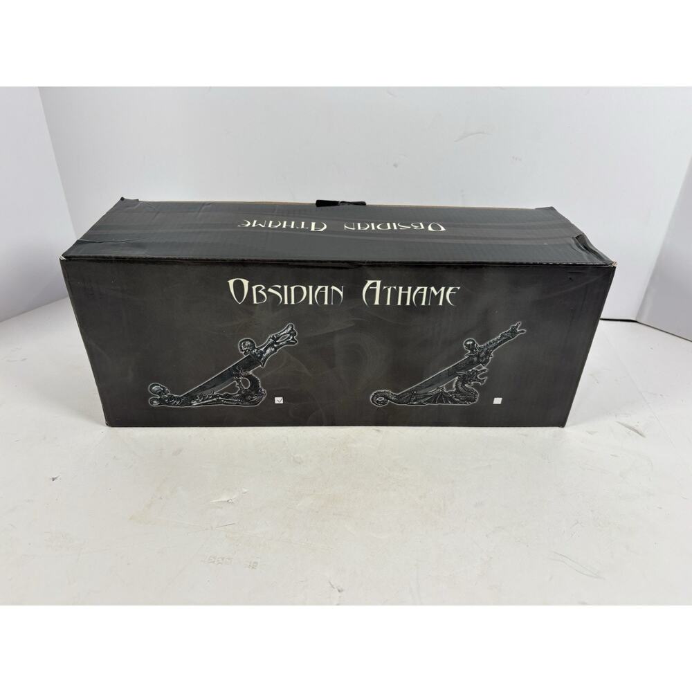 Obsidian Athame Decorative Dagger Skull Handle Stainless Steel w Box